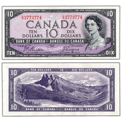 SOLD $10 1954 Bank of Canada Note Devil Face G/D Prefix BC-32b - EF/AU