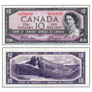 SOLD $10 1954 Bank of Canada Note Beattie-Coyne L/D Prefix BC-40a - AU