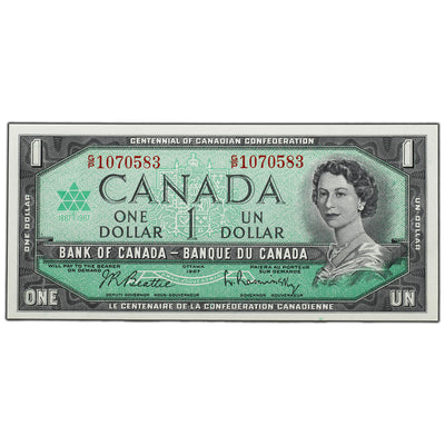 SOLD $1 1967 Bank of Canada Note Centennial G/P Prefix BC-45b-i - Ch UNC