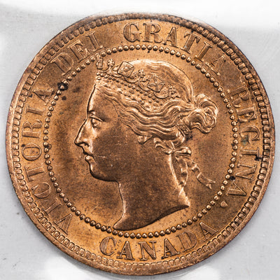 SOLD Canada 1900 1 Large Cent Coin - ICCS AU-55
