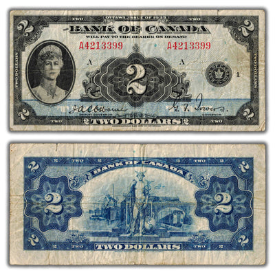 $2 1935 Bank of Canada Note English Text BC-3 - Fine (small edge tear)