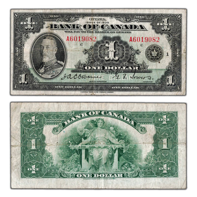 $1 1935 Bank of Canada Note English Text Letter 'A' BC-1 - F/VF