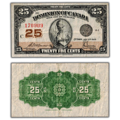25 Cents 1923 Dominion of Canada Shinplaster Note DC-24c - F/VF
