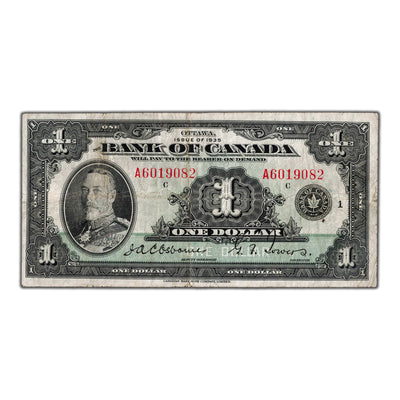 $1 1935 Bank of Canada Note English Text Letter 'A' BC-1 - F/VF
