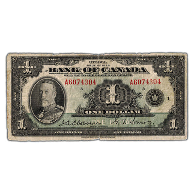 $1 1935 Bank of Canada Note English Text Letter 'A' BC-1 - Edge Issues