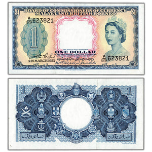 SOLD Malaya & British Borneo 1953 $1 One Dollar Note P #1 - Uncirculated