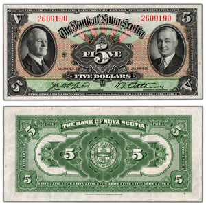 SOLD $5 1935 Bank of Nova Scotia Canada Chartered Note #550-36-02 - EF/AU