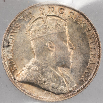 Canada 1907 5 Cents Silver Coin - ICCS MS-62