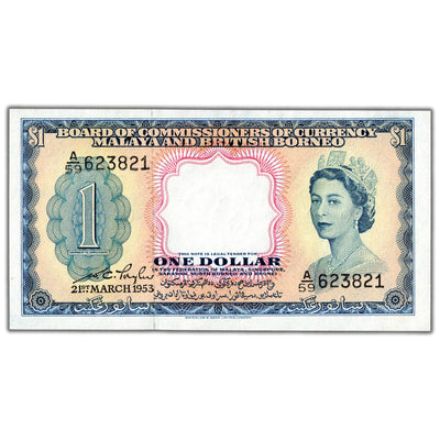 SOLD Malaya & British Borneo 1953 $1 One Dollar Note P #1 - Uncirculated