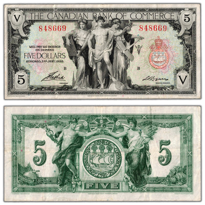 SOLD $5 1935 Canadian Bank of Commerce Canada Chartered Note #75-18-02 - VF/EF