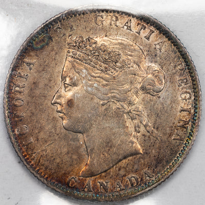 Canada 1872-H Obv 2 25 Cents Quarter Silver Coin - ICCS EF-45