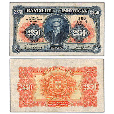 SOLD Portugal 1925 2 1/2 Escudos Note P #127 - F/VF