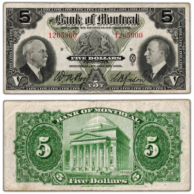 $5 1938 Bank of Montreal Canada Chartered Note #505-62-02 - VF