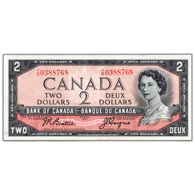 $2 1954 Bank of Canada Note Beattie-Coyne Y/B Prefix BC-38a - EF/AU