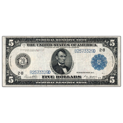 United States 1914 New York $5 Federal Reserve Note - VF