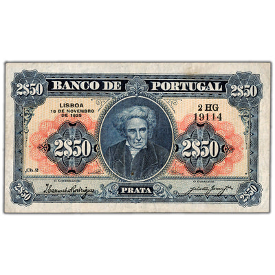 SOLD Portugal 1925 2 1/2 Escudos Note P #127 - F/VF