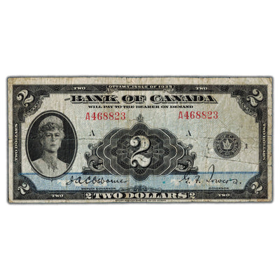 SOLD $2 1935 Bank of Canada Note English Text BC-3 - VG/F