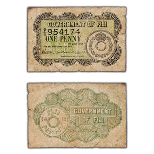 SOLD Fiji 1942 1 One Penny Note P #47