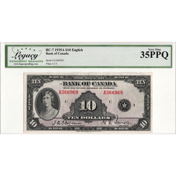 $10 1935 Bank of Canada Note English Text BC-7 - Legacy VF-35 PPQ