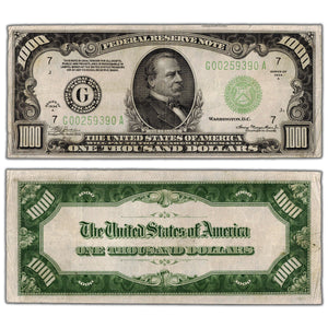 SOLD United States 1934 $1000 Chicago Federal Reserve Note Fr. 2211-G - VF+