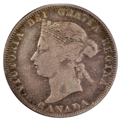 Canada 1880-H Wide 0 25 Cents Quarter Silver Coin - ICCS VG-8
