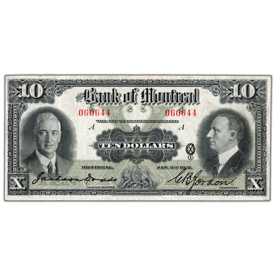 SOLD $10 1931 Bank of Montreal Canada Chartered Note #505-58-04 - EF