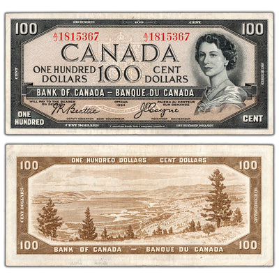 SOLD $100 1954 Bank of Canada Note Devil Face Beattie-Coyne BC-35b - VF/EF