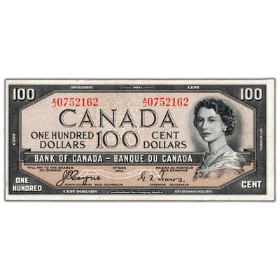 SOLD $100 1954 Bank of Canada Note Devil Face Coyne-Towers BC-35a - EF