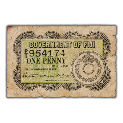 SOLD Fiji 1942 1 One Penny Note P #47