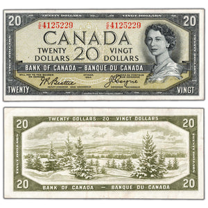 SOLD $20 1954 Bank of Canada Note Devil Face C/E Prefix BC-33b - EF