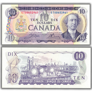 SOLD $10 1971 Bank of Canada Note Crow-Bouey TH Prefix BC-49d - AU/UNC