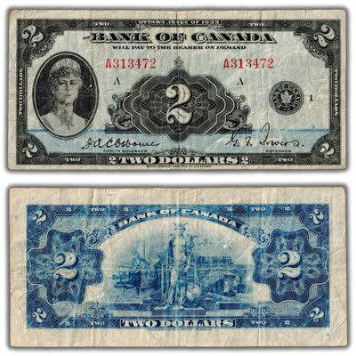 SOLD $2 1935 Bank of Canada Note English Text BC-3 - Fine+