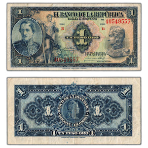 Colombia 1940 1 One Peso Oro Note P #380b - Circulated