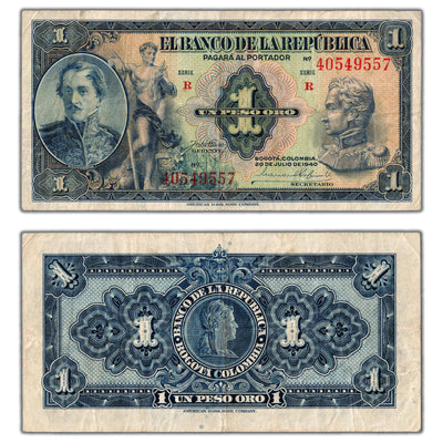 Colombia 1940 1 One Peso Oro Note P #380b - Circulated