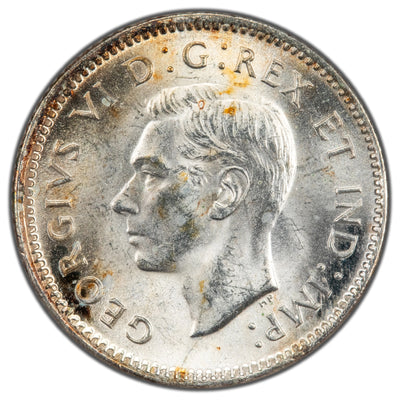 Canada 1943 10 Cents Dime Silver Coin - ICCS MS-64