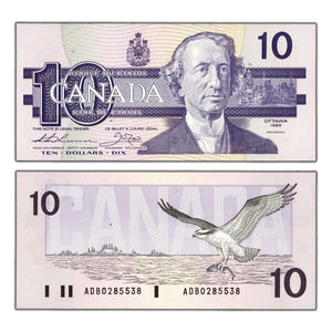 SOLD $10 1989 Bank of Canada Note Thiessen-Crow ADB Prefix BC-57a - Choice UNC