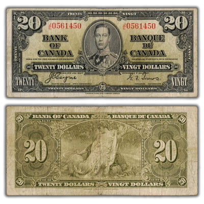 $20 1937 Bank of Canada Note Coyne-Towers J/E Prefix BC-25c - Fine