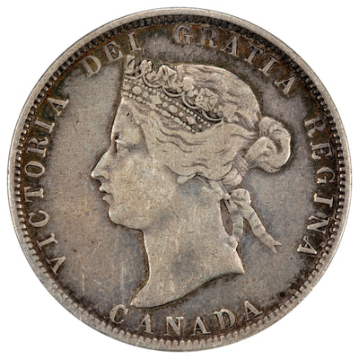 Canada 1881-H 25 Cents Quarter Silver Coin - ICCS F-12