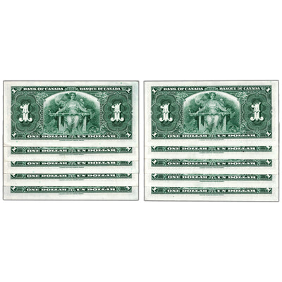 SOLD $1 1937 Bank of Canada Notes N/M Prefix BC-21c - 10 Consecutive AU/UNC
