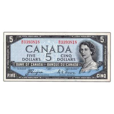$5 1954 Bank of Canada Note Devil Face Coyne-Towers B/C Prefix BC-31a - AU+