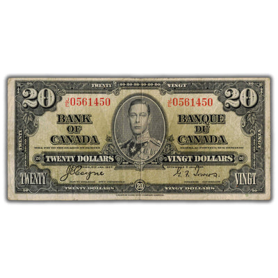 $20 1937 Bank of Canada Note Coyne-Towers J/E Prefix BC-25c - Fine
