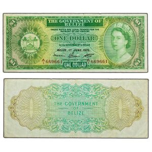 SOLD Belize 1975 $1 One Dollar Note P #33b
