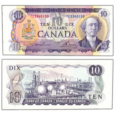 $10 1971 Bank of Canada Note TE Prefix BC-49c - AU/UNC Cutting Error