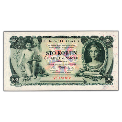 SOLD Czechoslovakia 1931 100 Korun Specimen Note P #23s - UNC