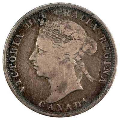 Canada 1886 SBE Obverse 5 25 Cents Quarter Silver Coin - ICCS F-12