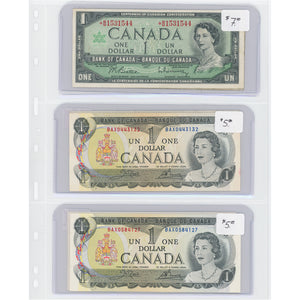 SOLD $1 1954-73 Bank of Canada Notes Replacements - Lot of 6 - Retail $42