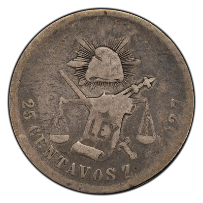 Mexico 1873 25 Centavos Silver Coin