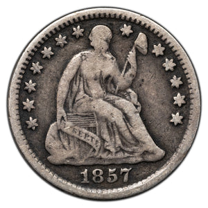 SOLD United States 1857 Seated Liberty Half Dime Silver Coin