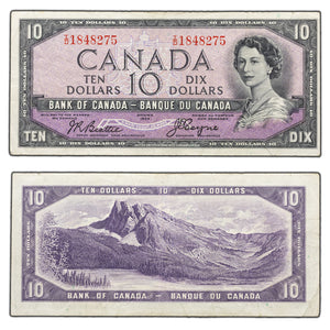 SOLD $10 1954 Bank of Canada Note Devil Face I/D Prefix BC-32b - VF