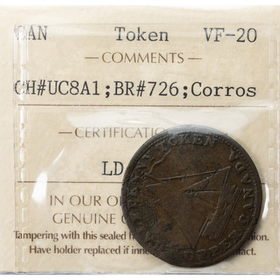Upper Canada 1815 Halfpenny Token CH #UC8A1 - ICCS VF-20 (corrosion)